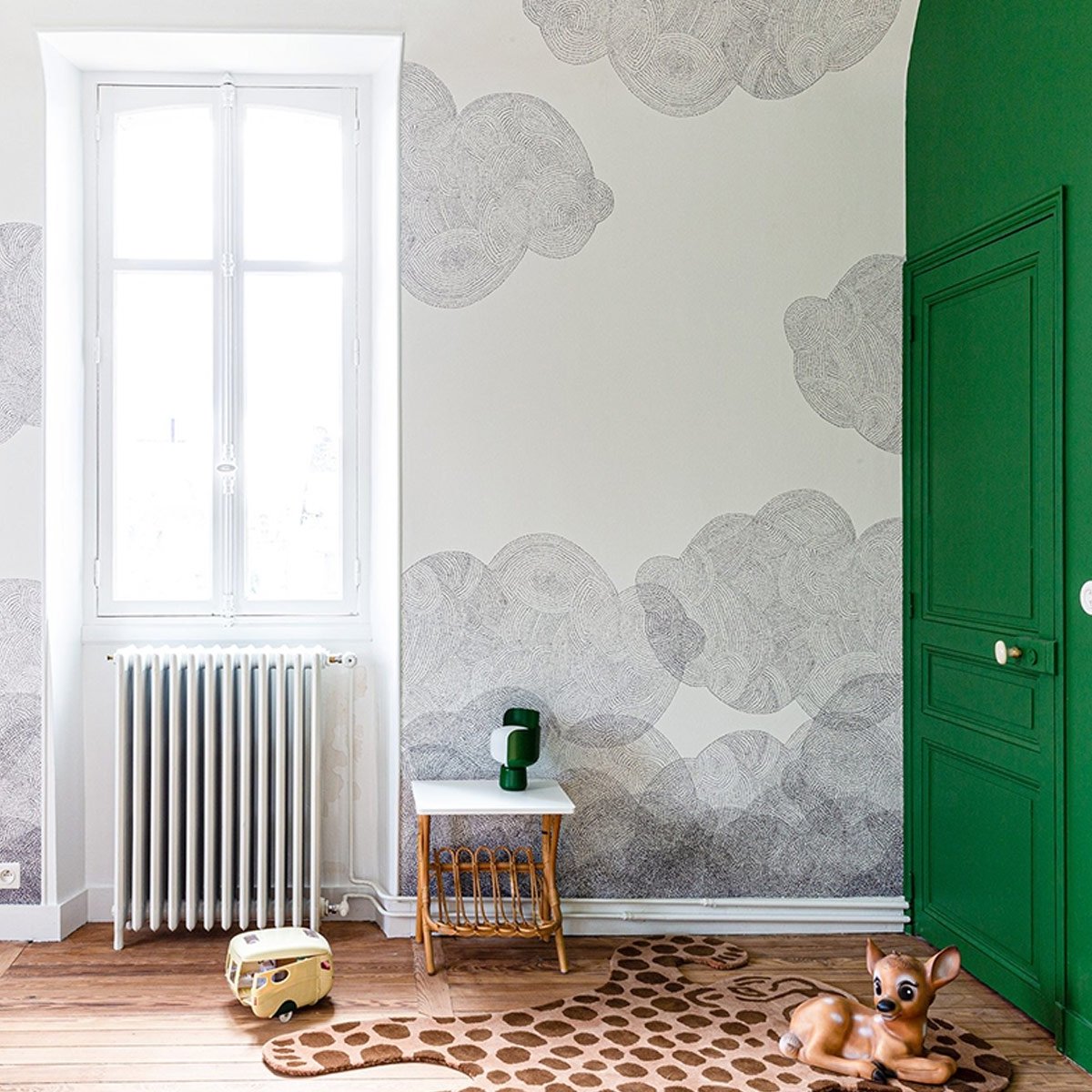 Etoffe.com décoration murale nuage noir gris blanc