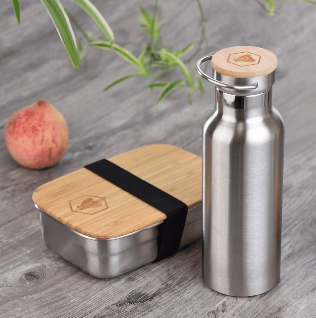lunch box gourde acier bois bambou repas diner déjeuner pratique esthétique