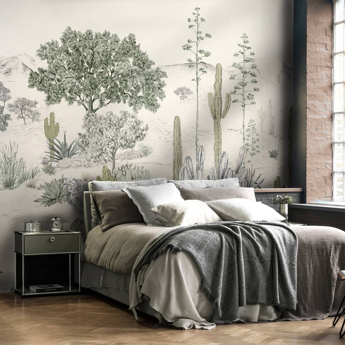 Etoffe.com papier peint nature forêt cactus succulentes chambre