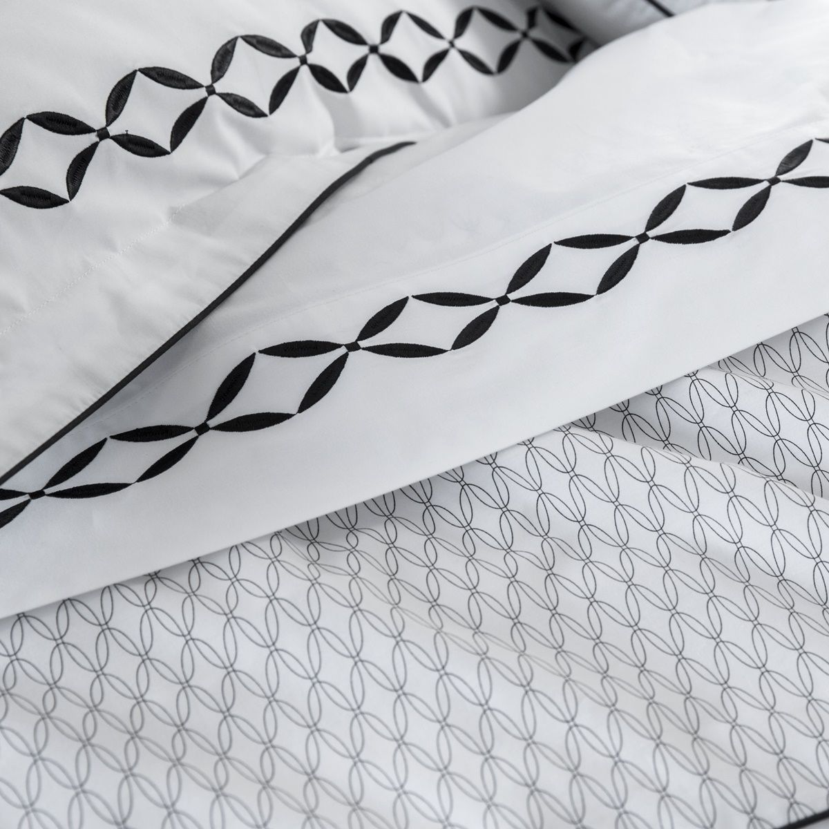 percale de coton housse graphique néo classique noir blanc
