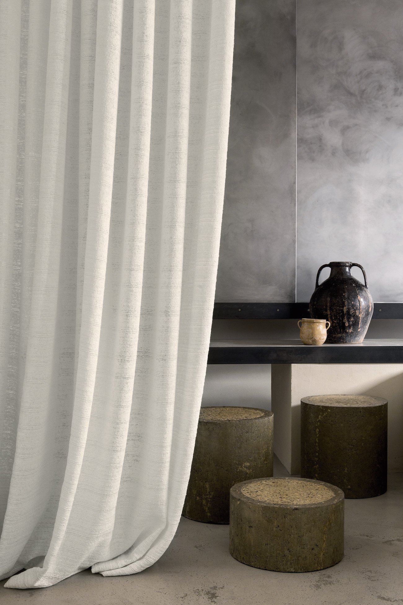 voilage blanc effet laine lin luxe blanc