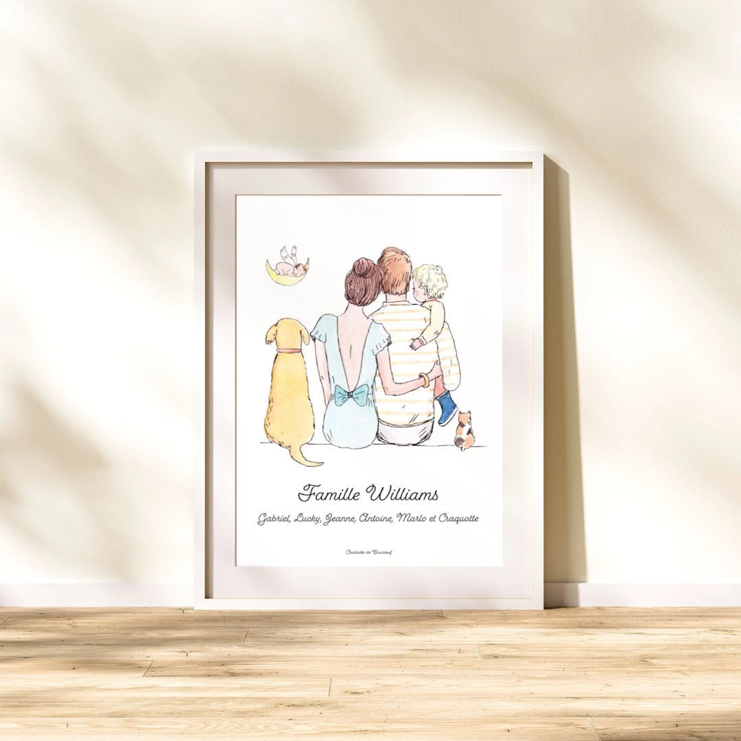 affiche dessin poetique abstrait couleurs pastel famille deco simple