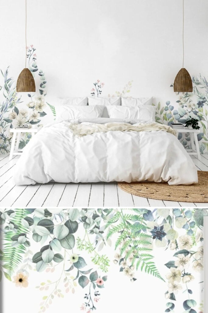 chambre thème nature florale bohème