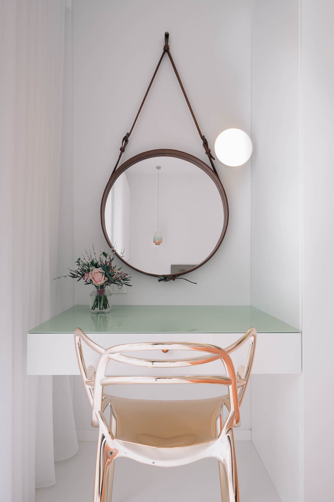 coin bureau coiffeuse suspendu verre