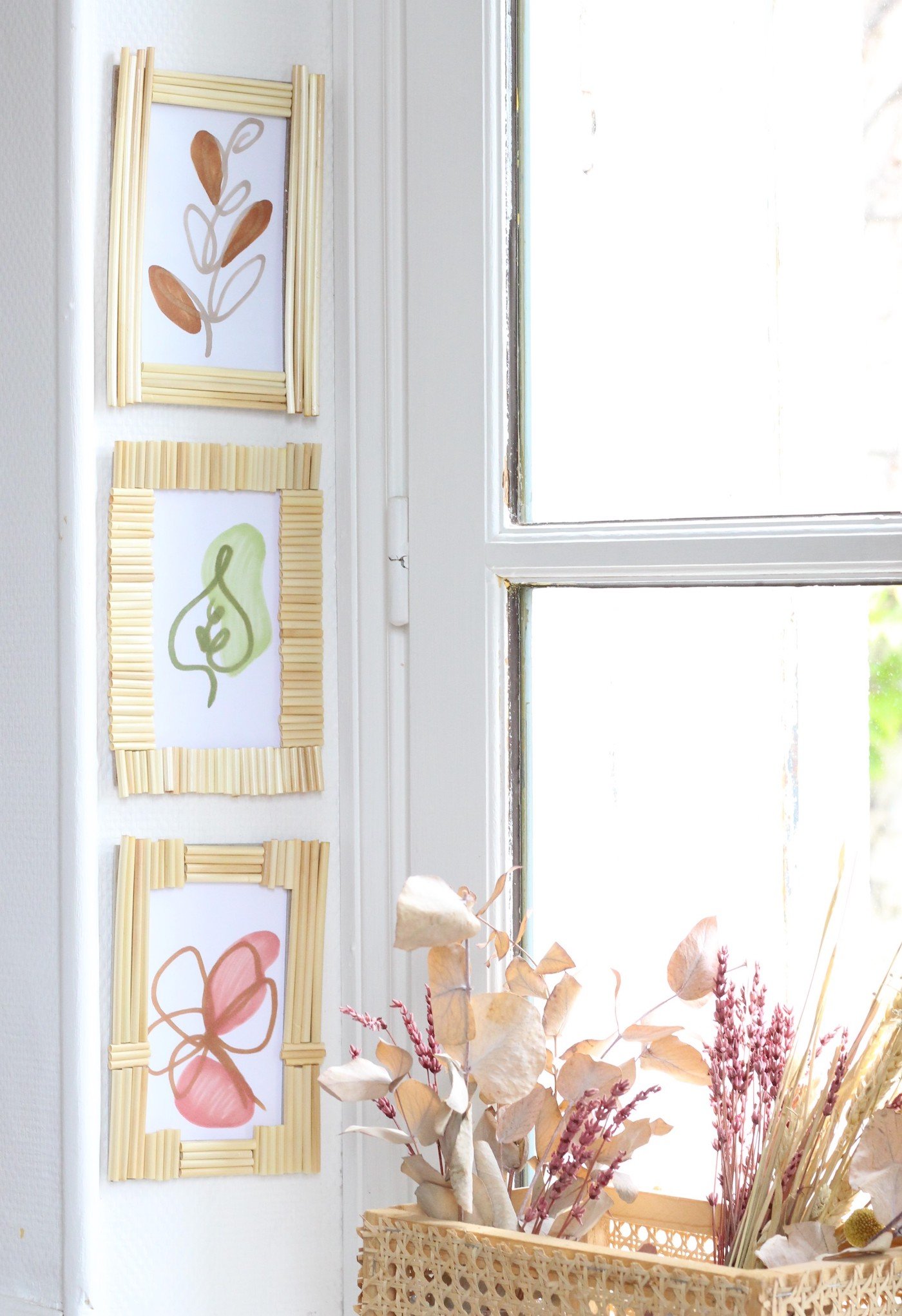 créer mur cadre photo boho naturelle décoration
