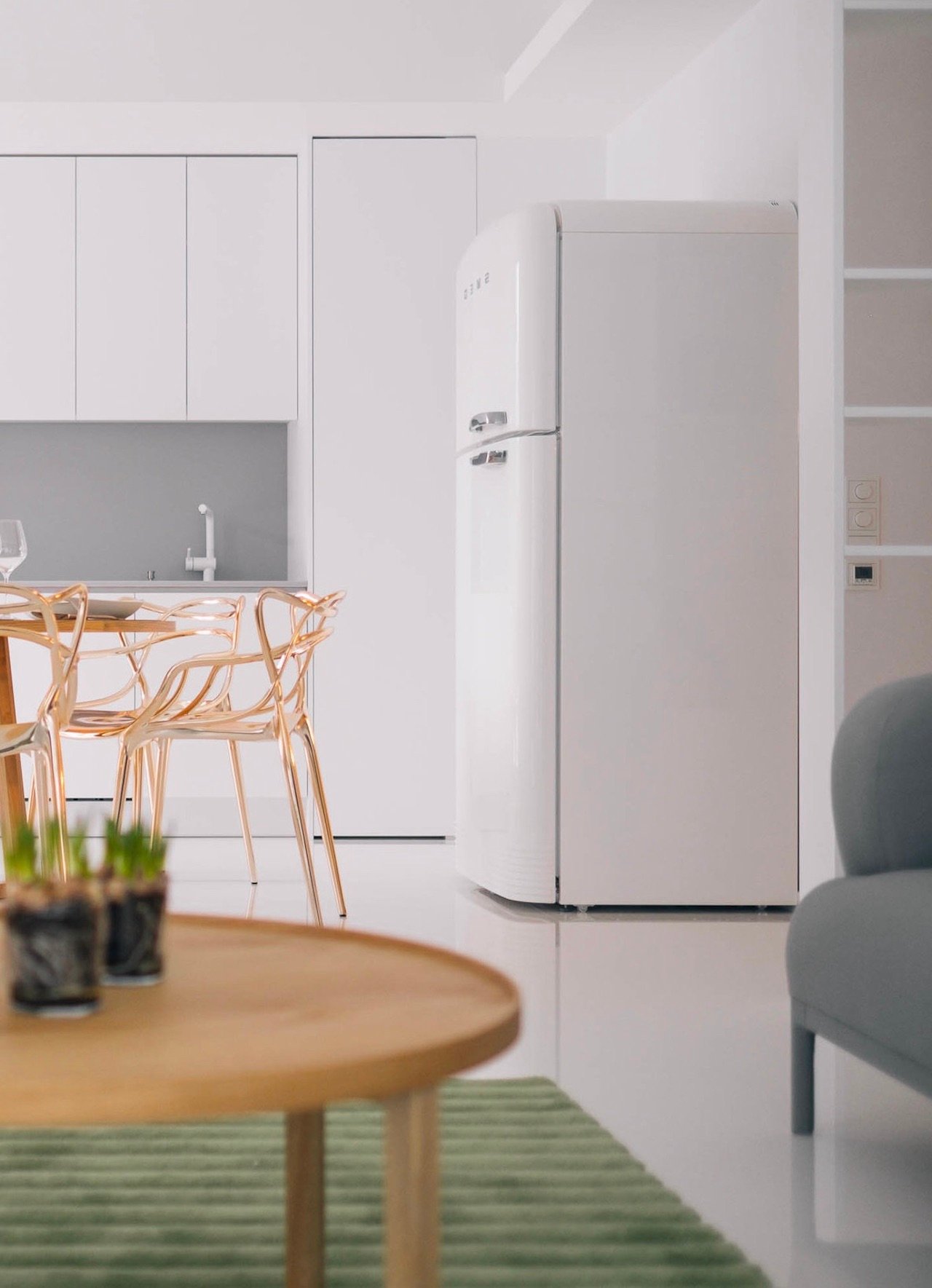 cuisine frigo smeg rétro blanc