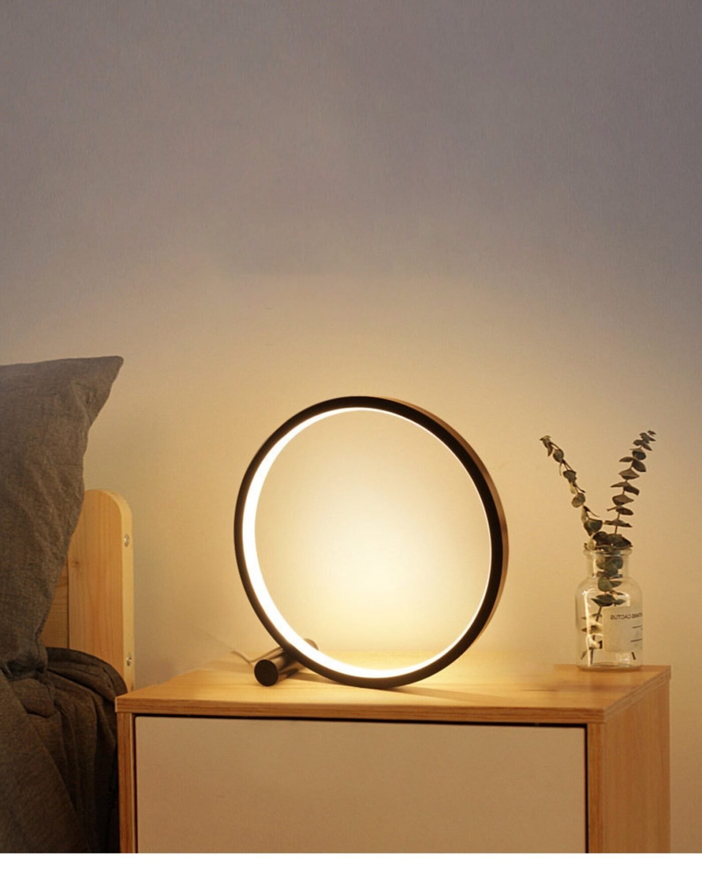 luminaire rond bois connecté pour chambre design