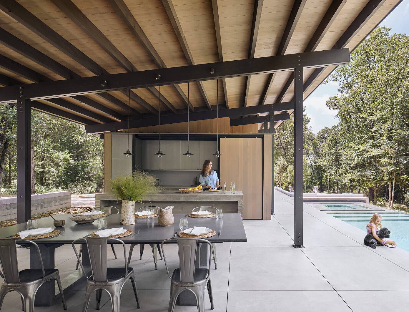 cuisine été style loft rustique bois métal