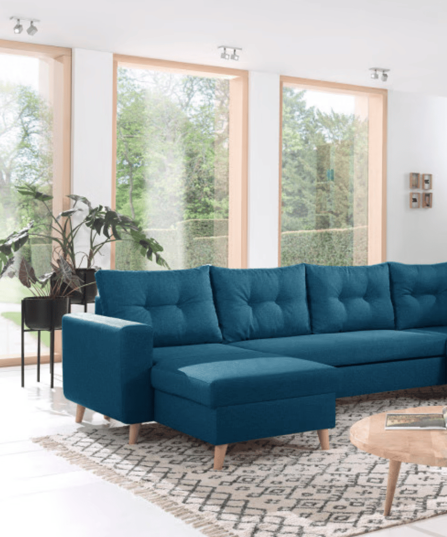 salon canapé bleu elegant