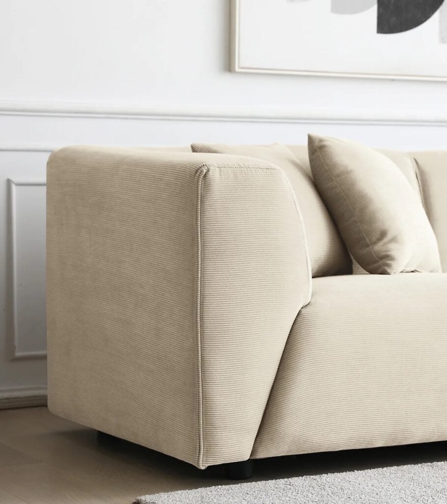 canape panoramique fixe modulable tissus beige chauffeuses