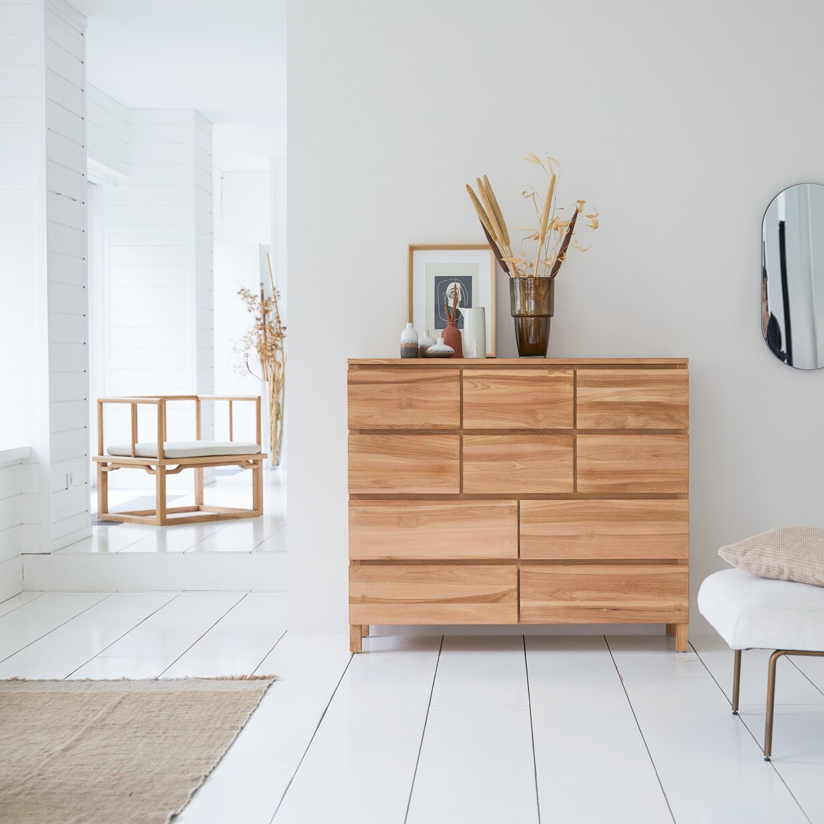 commode cube bois massif brut bohème