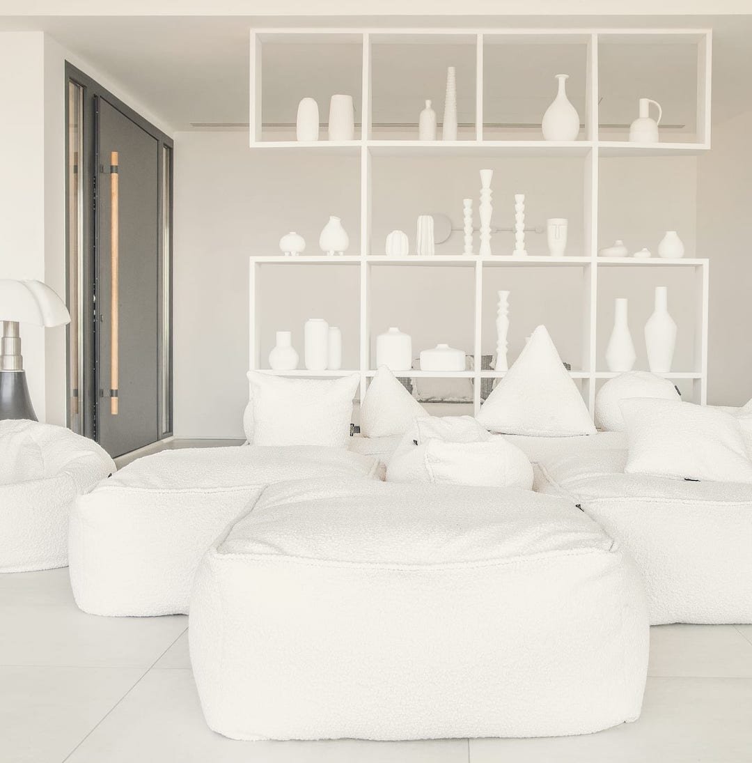 salon blanc canape fixe modulable tissu velours cotele blanc