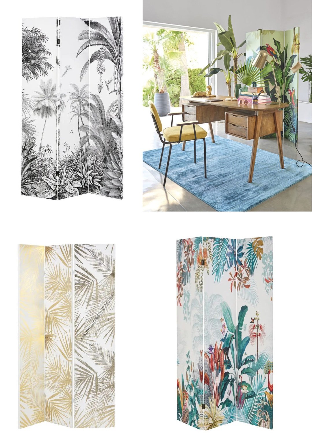 paravent accordéon motif jungle tropical