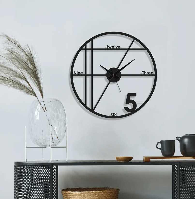 Horloge murale metal noir Art mural