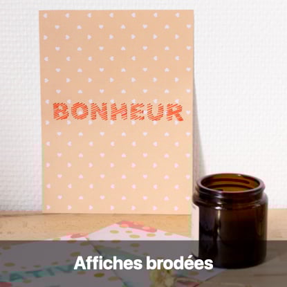 affiches brodées bonheur carte postale do it yourself déco