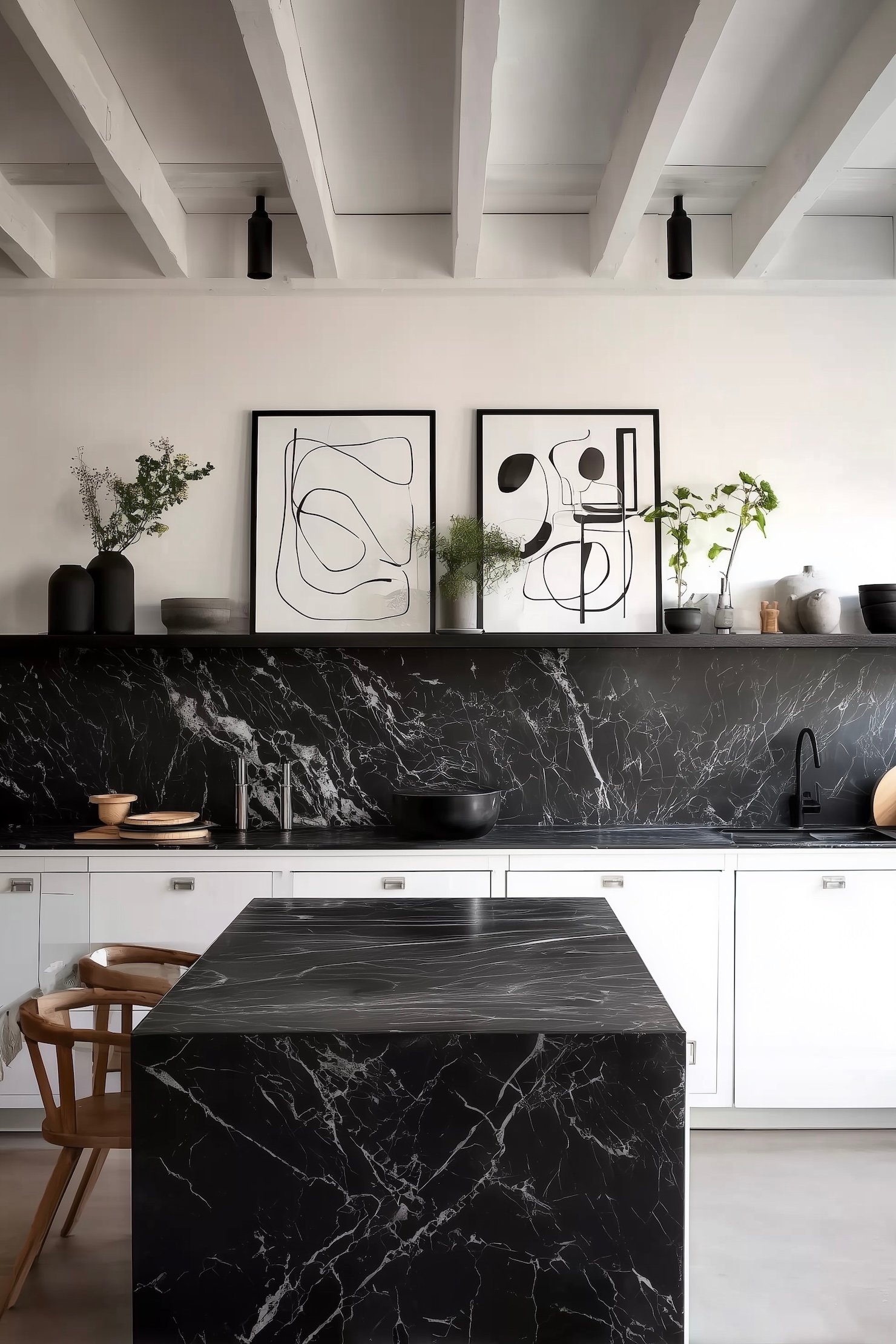 couleur tendance marbre noir cuisine graphique