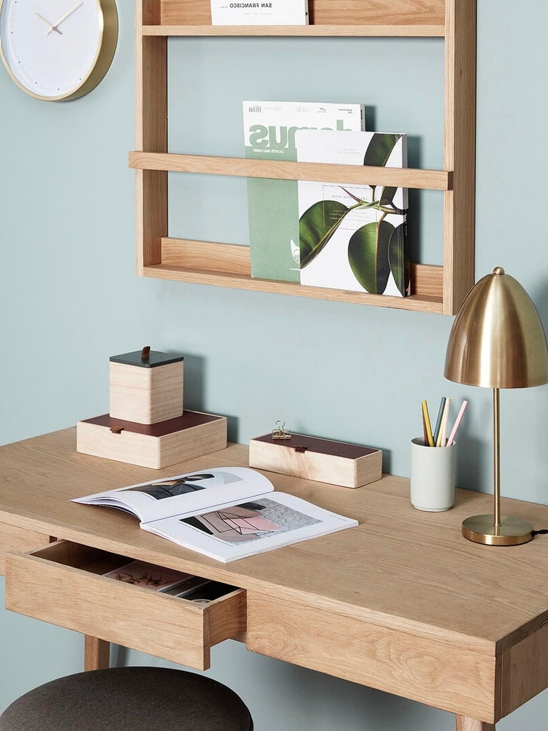 étagère rangement bureau étroit bois