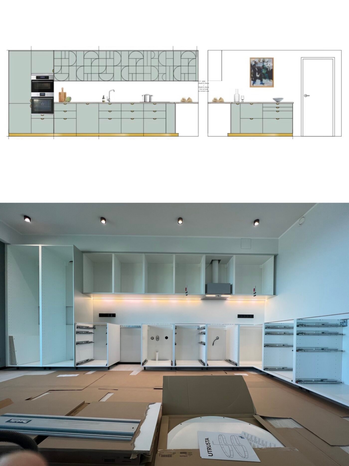 étape construction cuisine ikea 2d plan