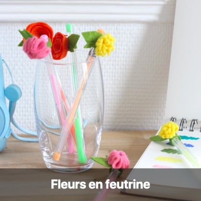 fleur feutrine personnalisation crayon stylo