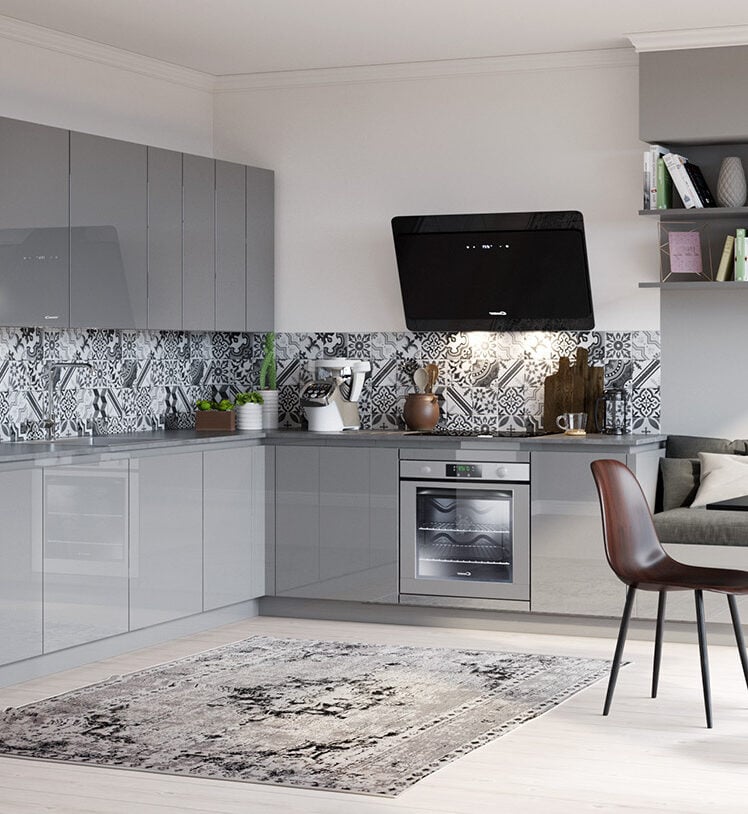 meuble cuisine haut gris clair deco sobre elegante