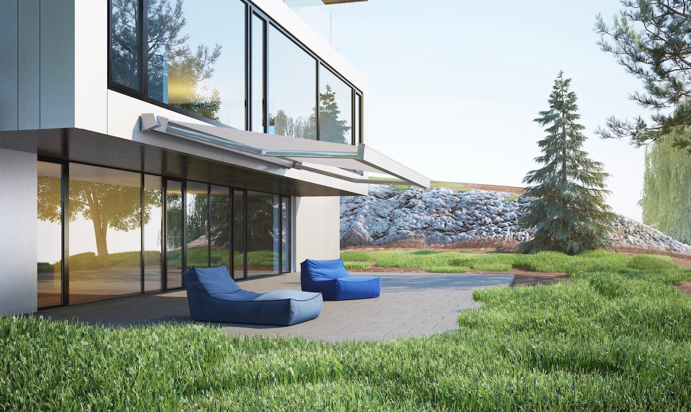 Store banne sur-mesure maison cube moderne