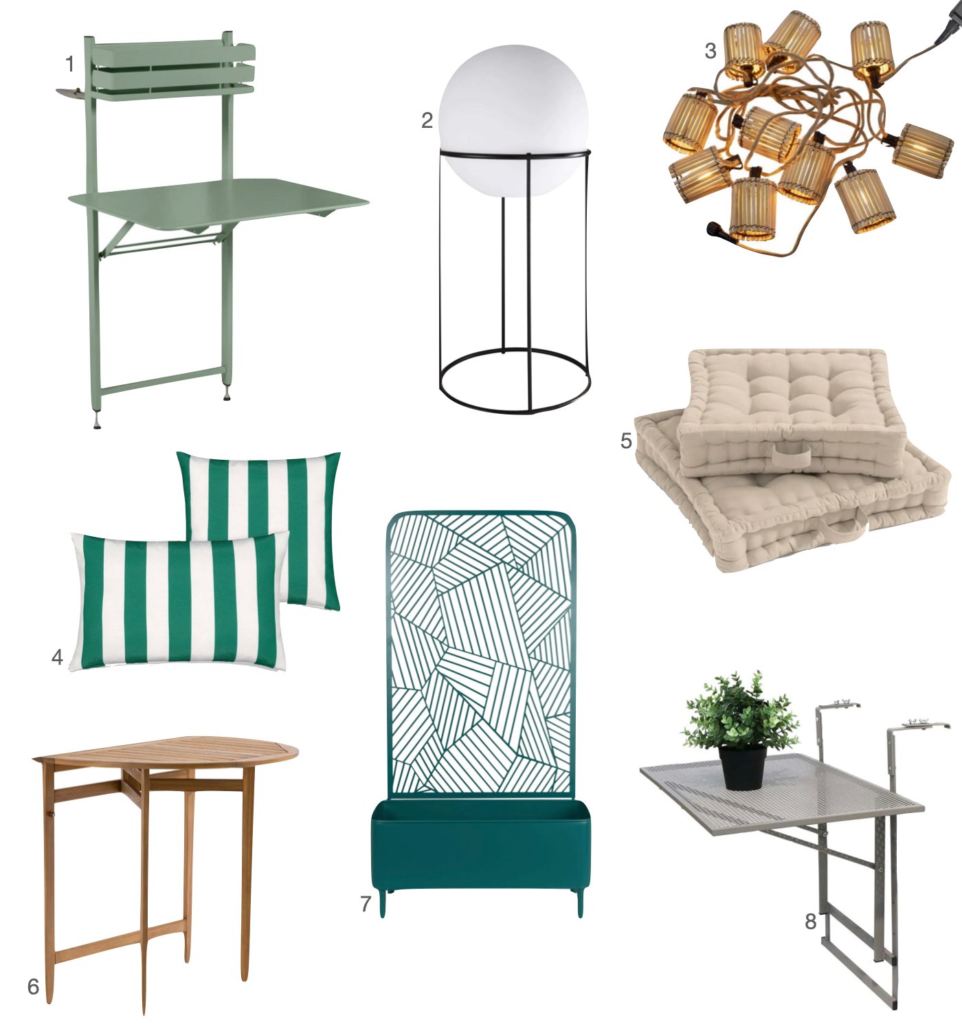 balcon terrasse exterieure coussin guirlande table