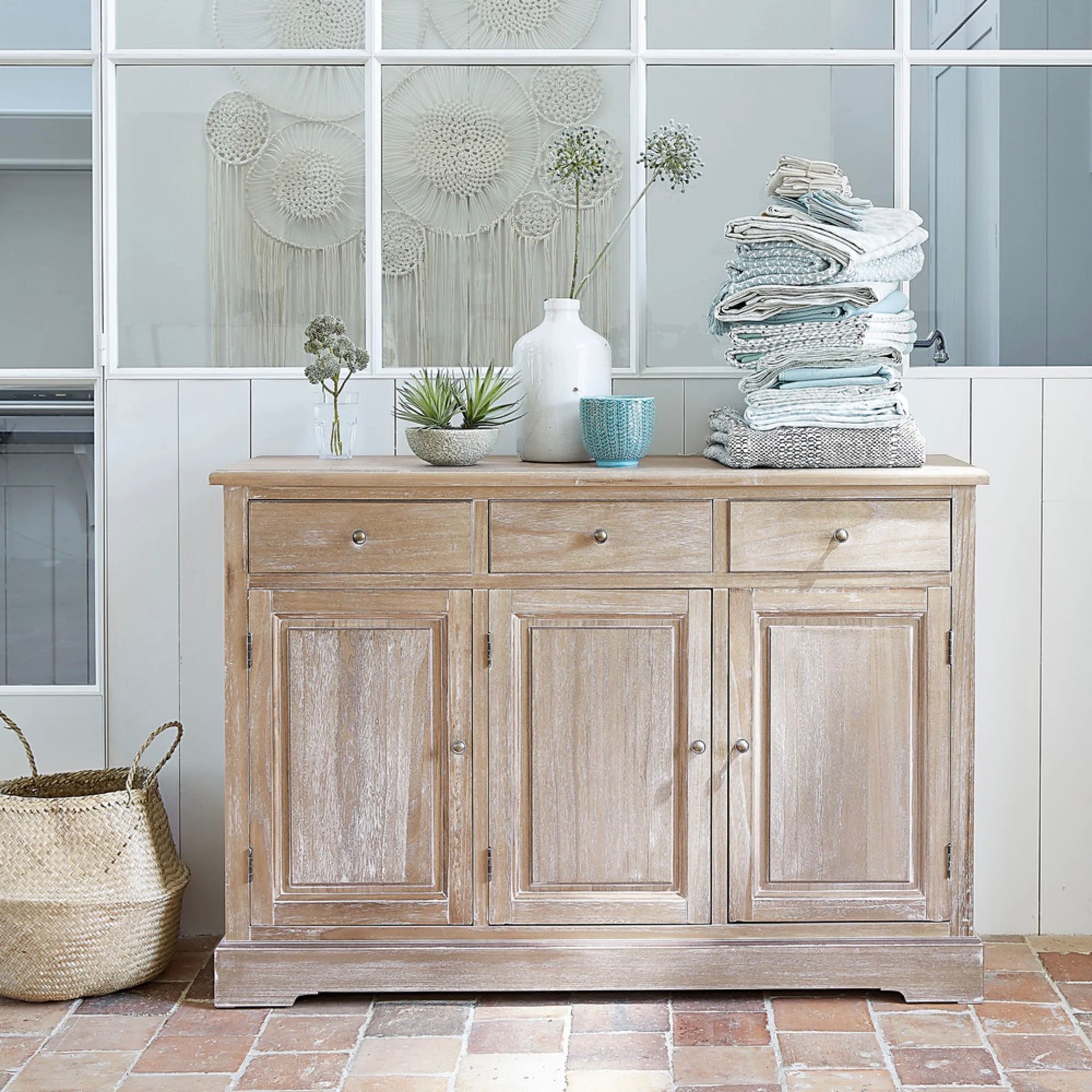 buffet bois flotté entrée buanderie déco mer