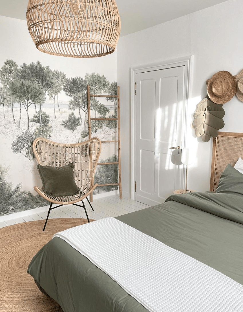 chambre d'ami vert sauge deco nature