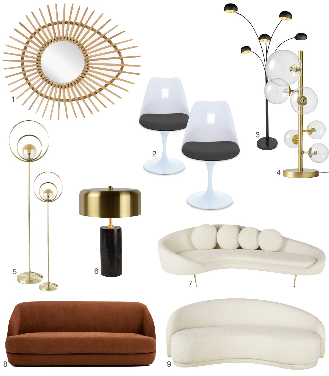 lampe acier noir miroir rotin canape marron blanc creme