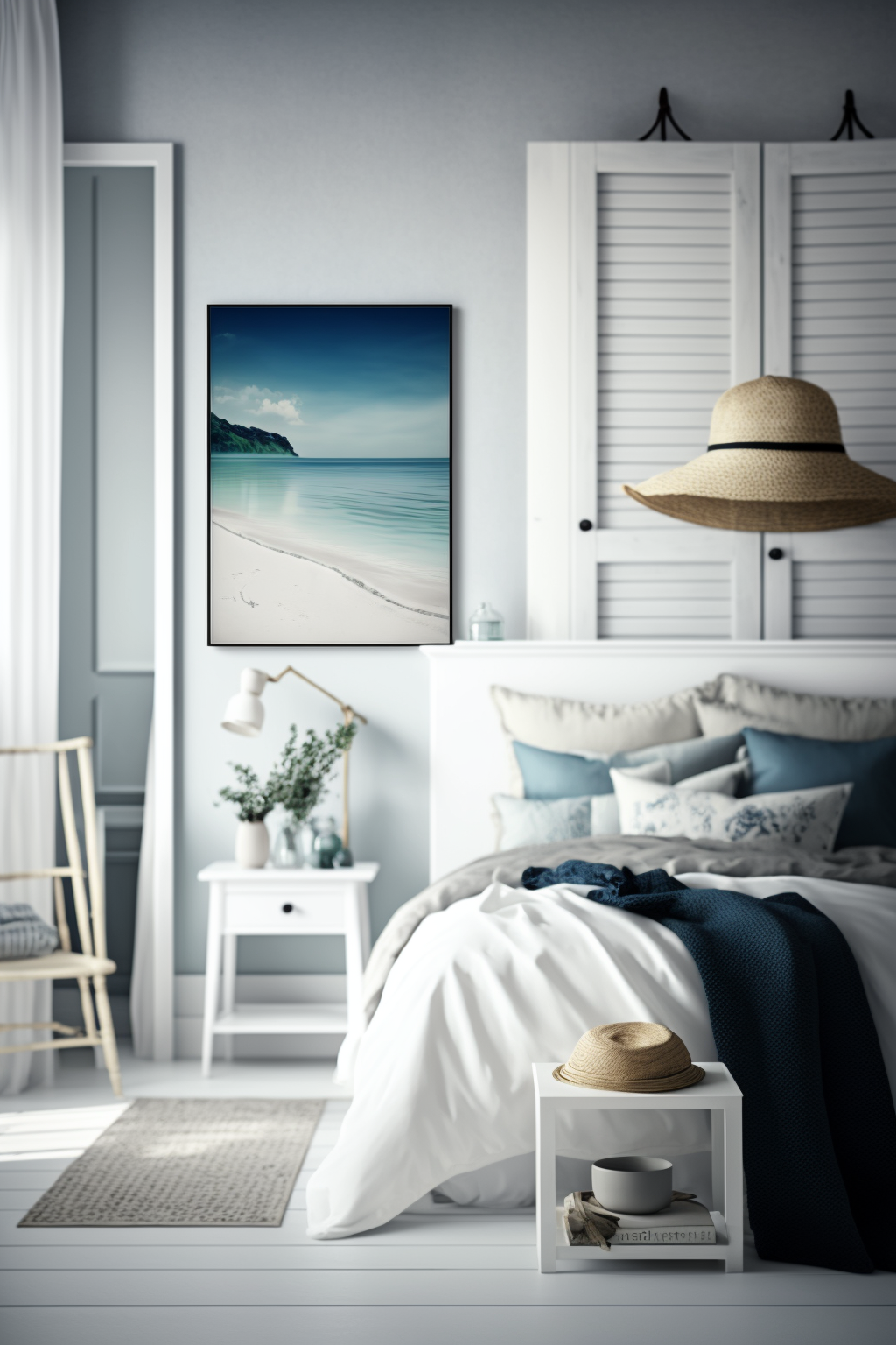Chambre déco bois flotté blanc océan atlantique Biarritz