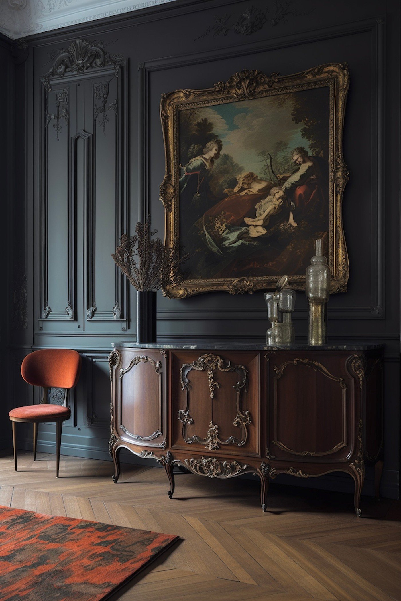 appartement traditionnel Moscou tableau Renaissance buffet