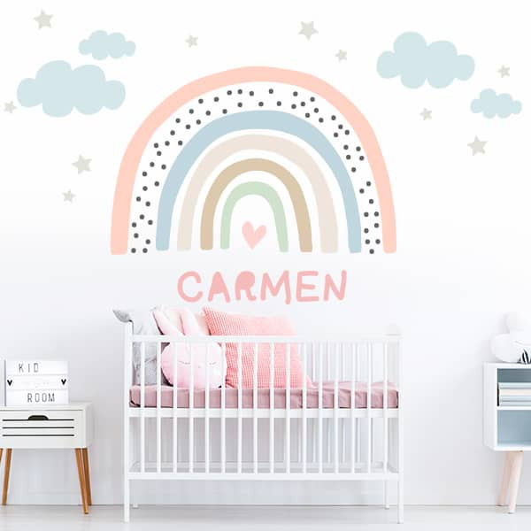 chambre enfant thème arc-en-ciel pastel couleur
