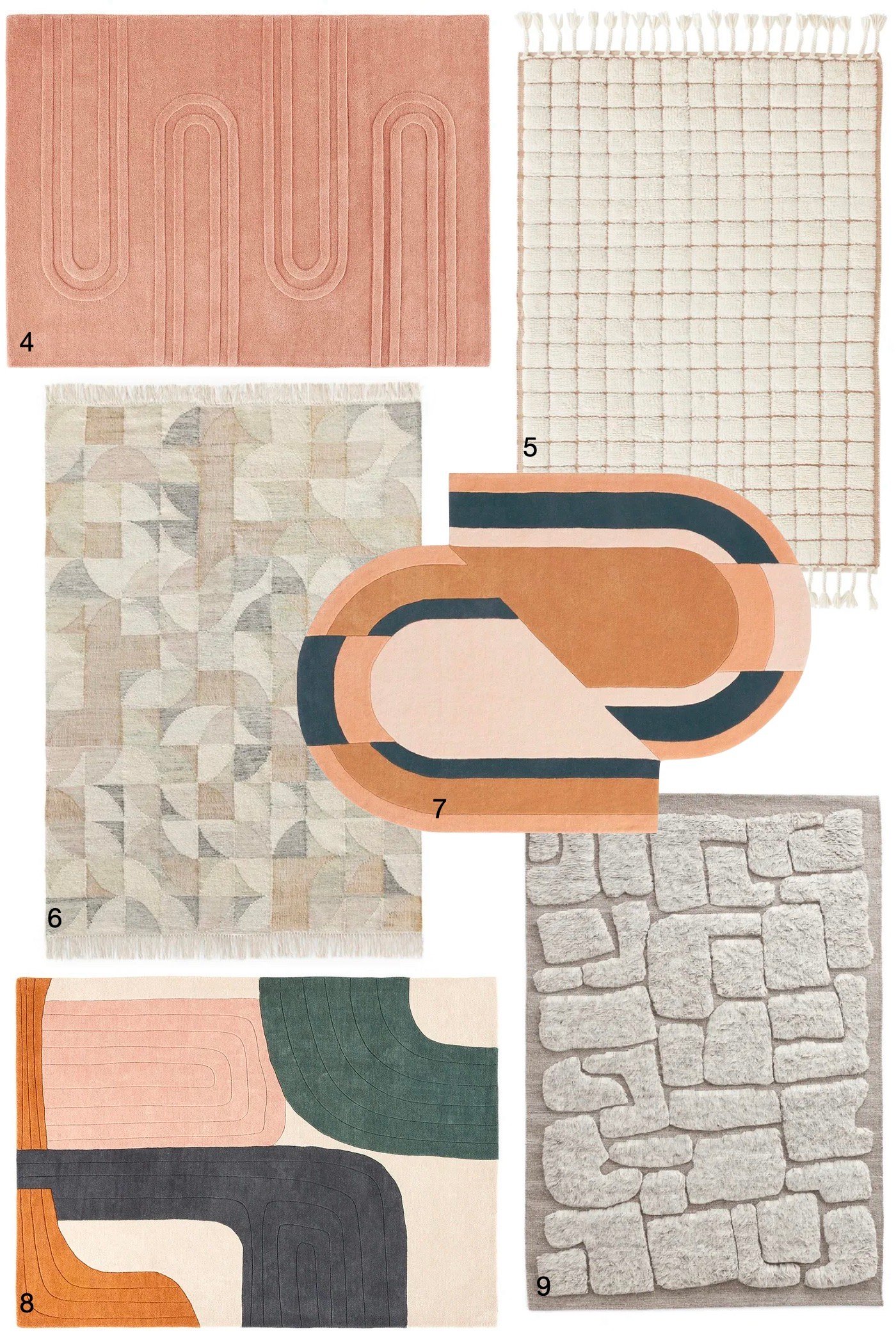 tapis design pas cher rose nude orange