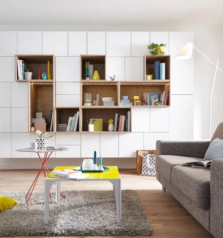 salon sejour bois etagere rangement astuce