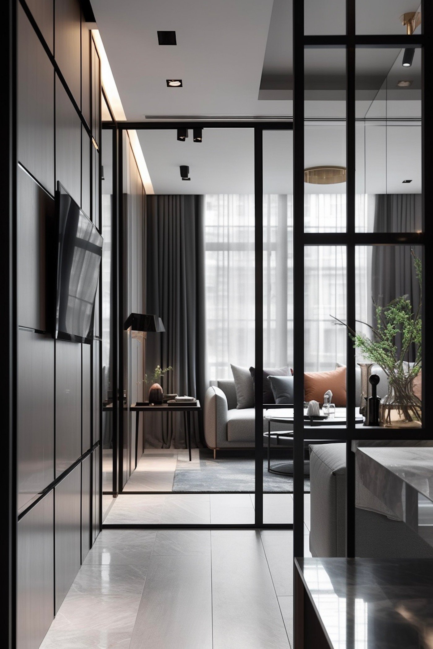 séparer espace cloison verre verrière design salon