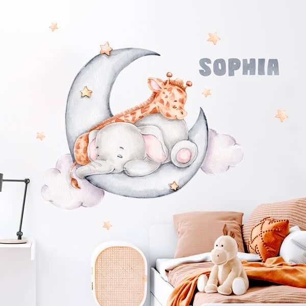 stickers muraux chambre bébé girafe éléphant