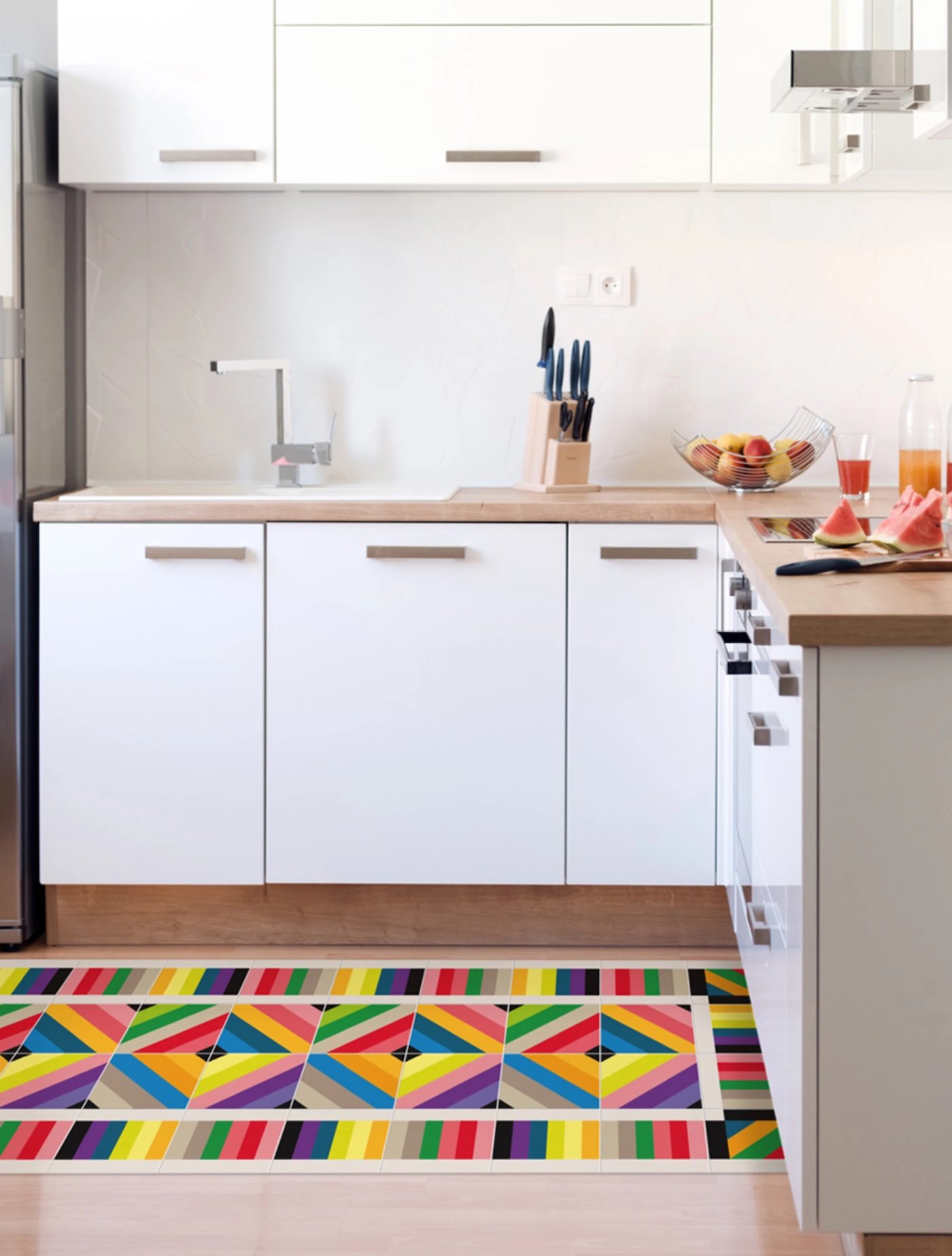 tapis contemporain moderne design noir jaune multicolore