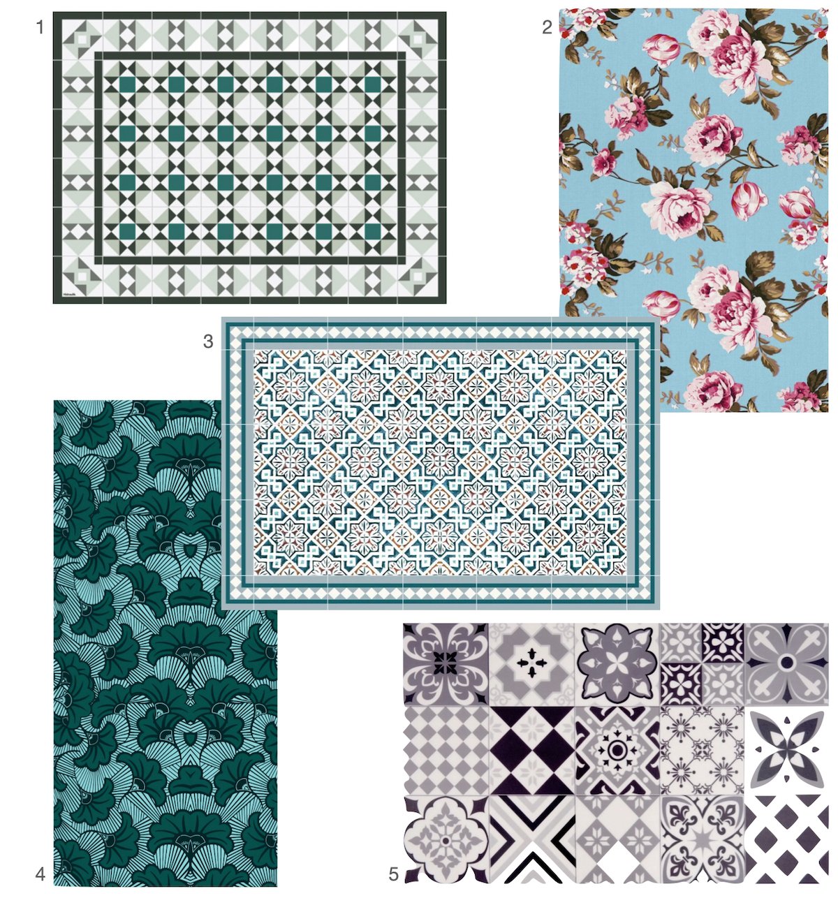 tapis rectangle carreaux bleu blanc gris deco