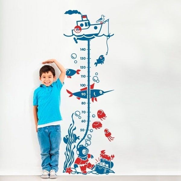 toise autocollante chambre enfant thème mer marin