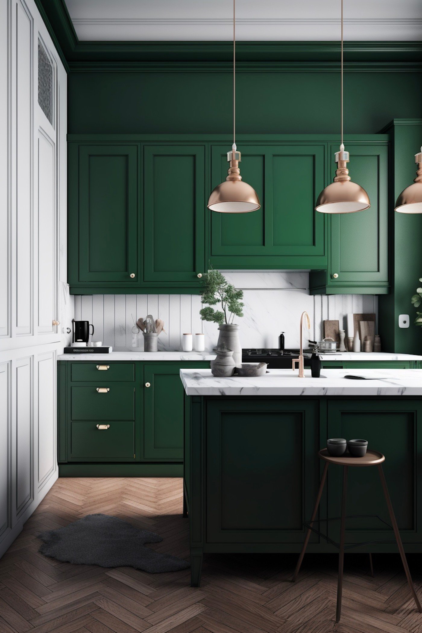 cuisine déco vert foncé intérieure scandinave nordique