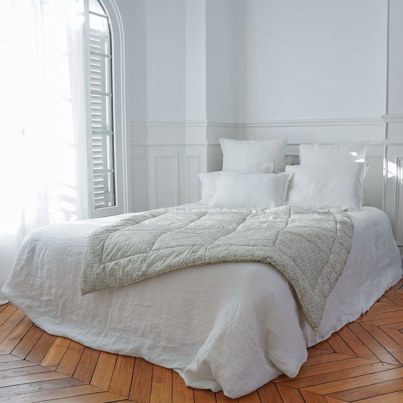 deco champetre housse de couette en chanvre lave blanc ficelle