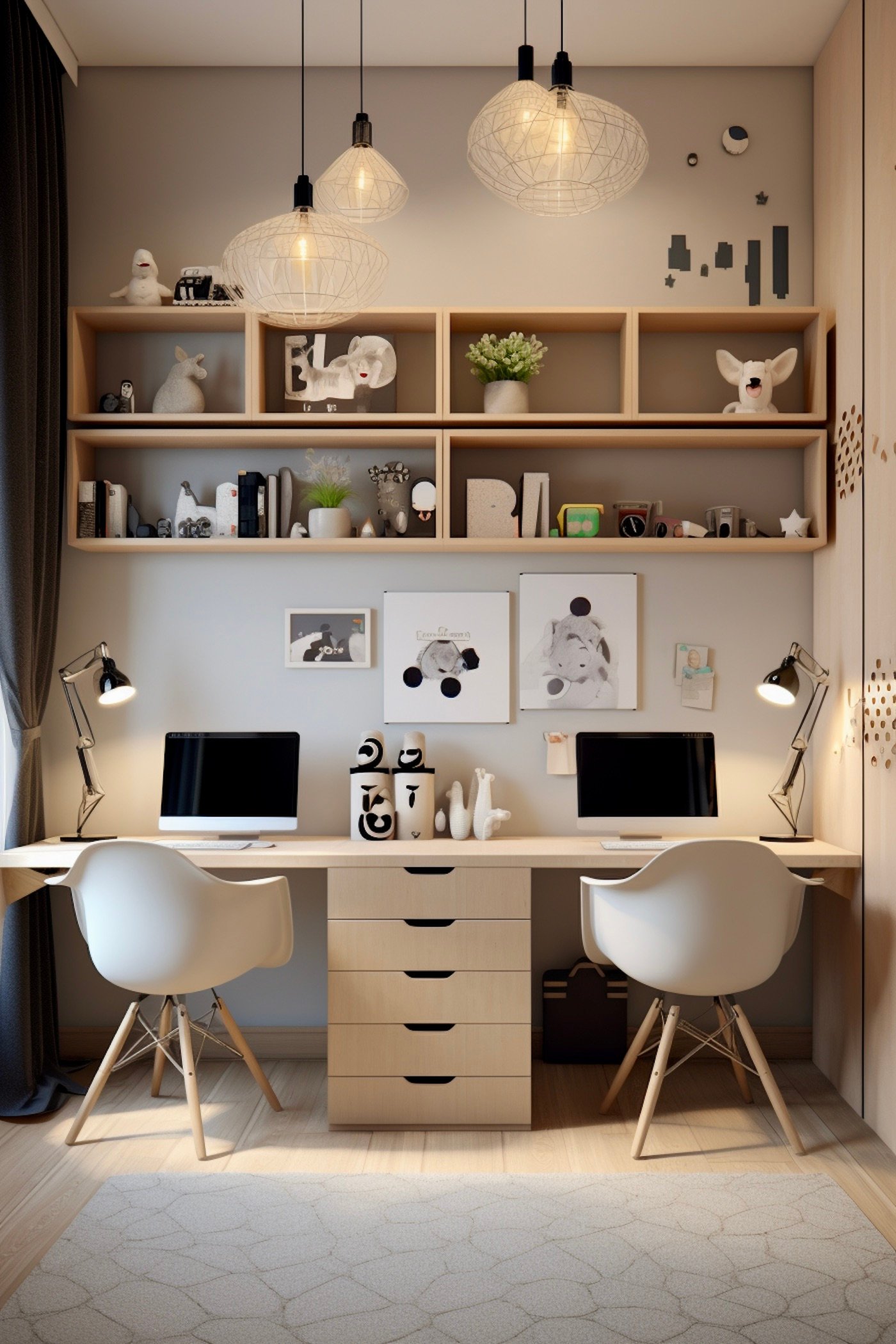 espace travail devoir maison bureau double ado