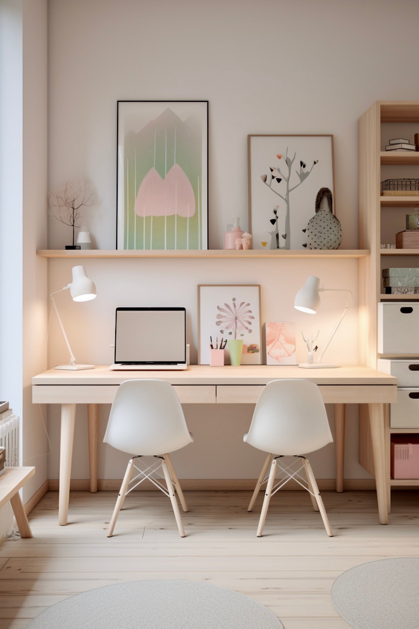 espace de travail devoir maison chambre jumelle 2 filles