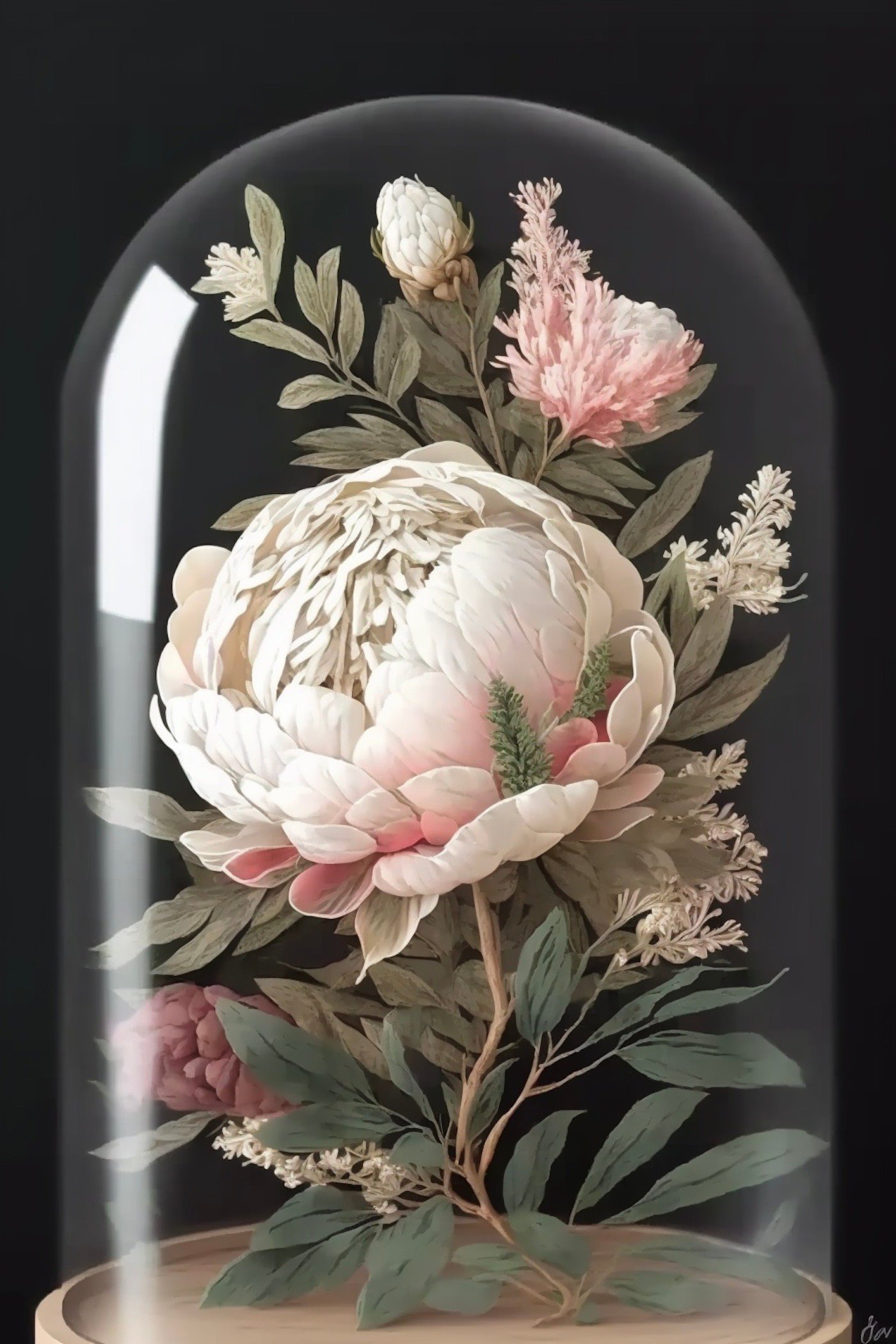 fleurs séchées sous cloche bricolage printemps