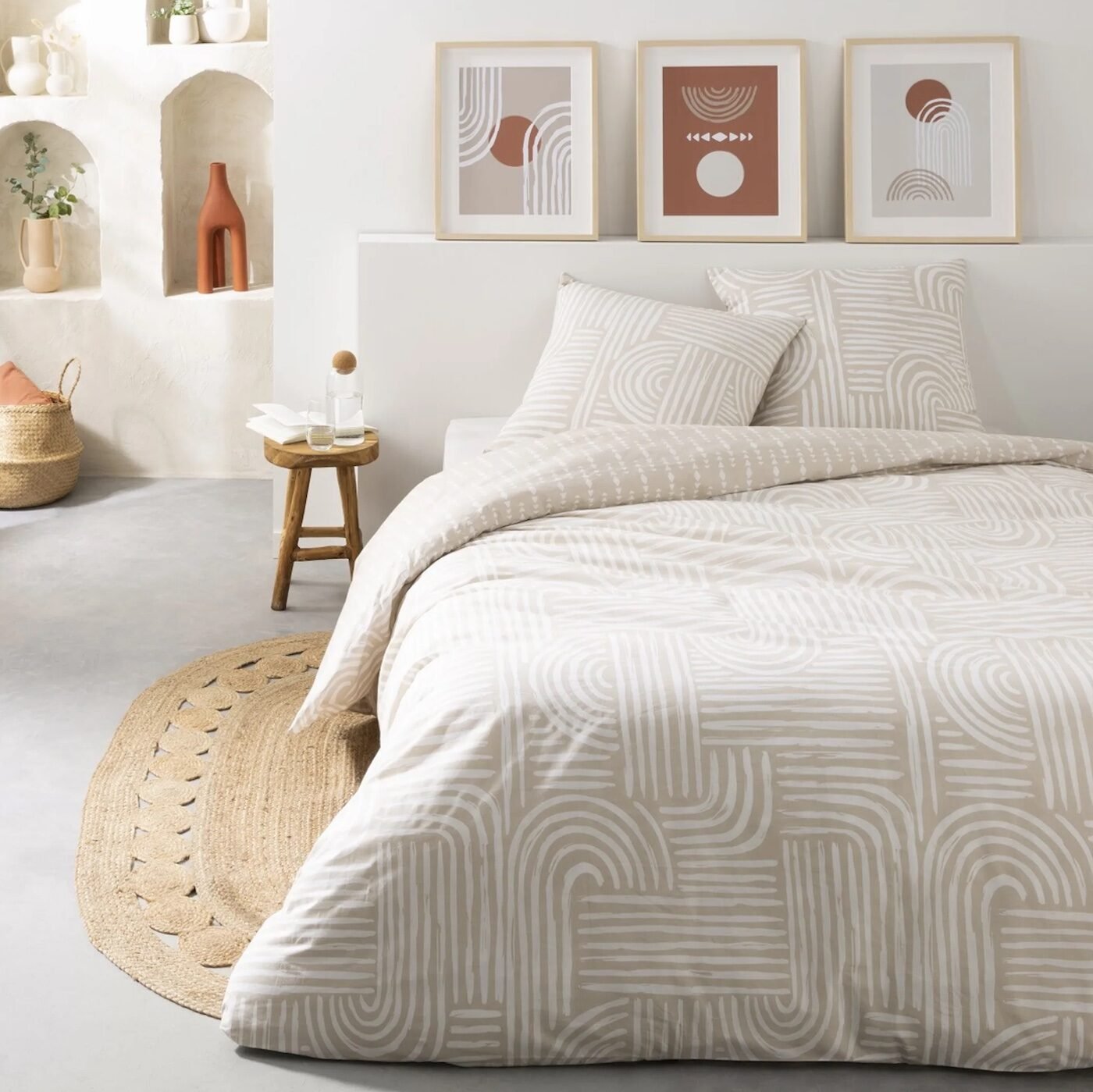 housse de couette tapis rond rotin lit double