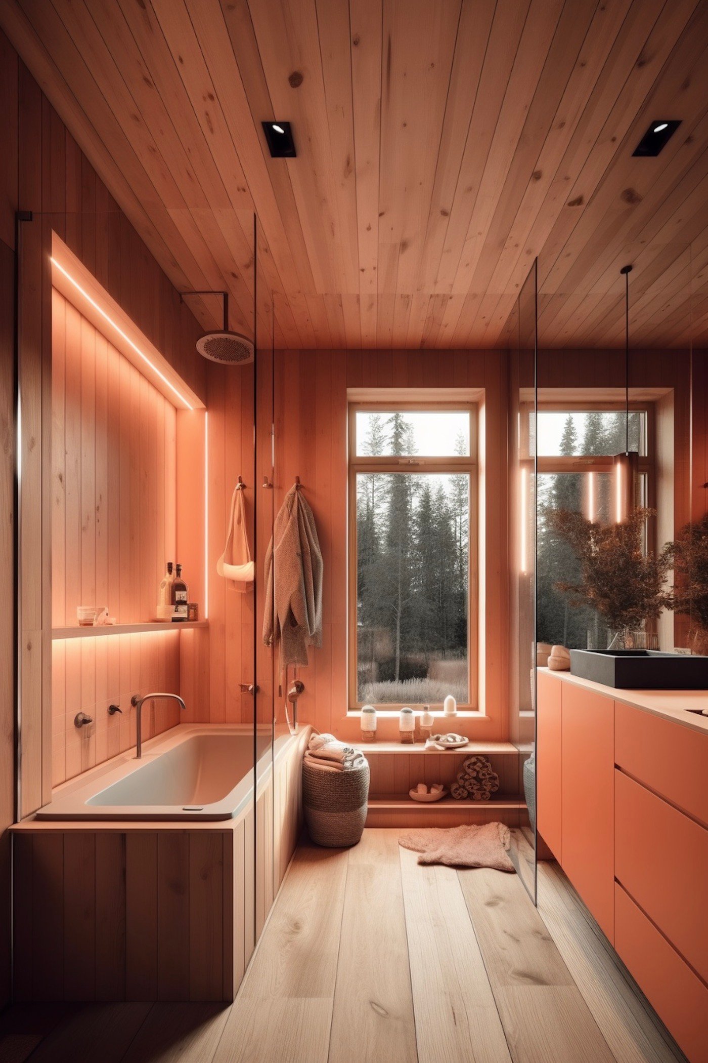 le orange dans la déco scandinave chalet