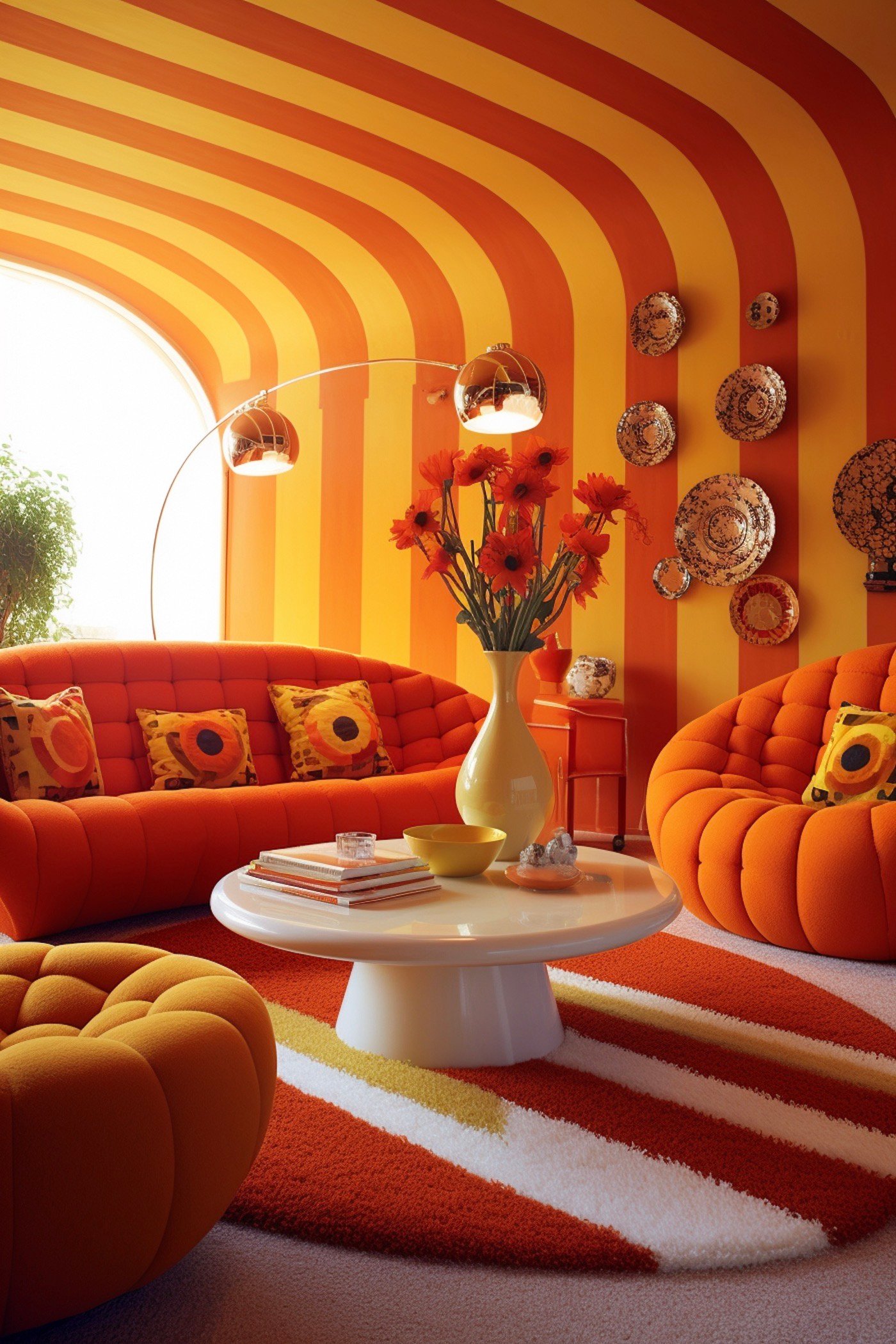 intérieur orange jaune caractéristiques déco 70s
