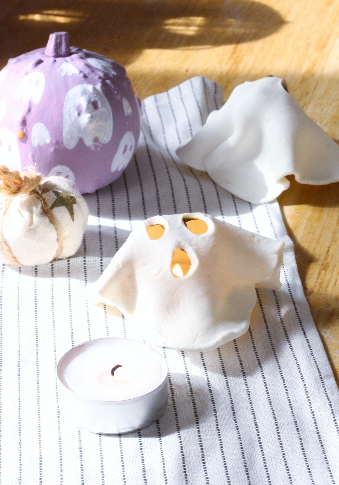 lumignon photophore Halloween fantôme argile