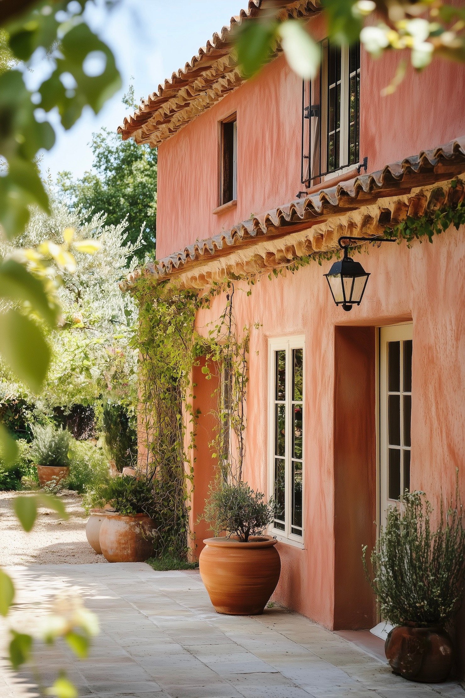 maison façade rose orange rouge terracotta traditionnelle