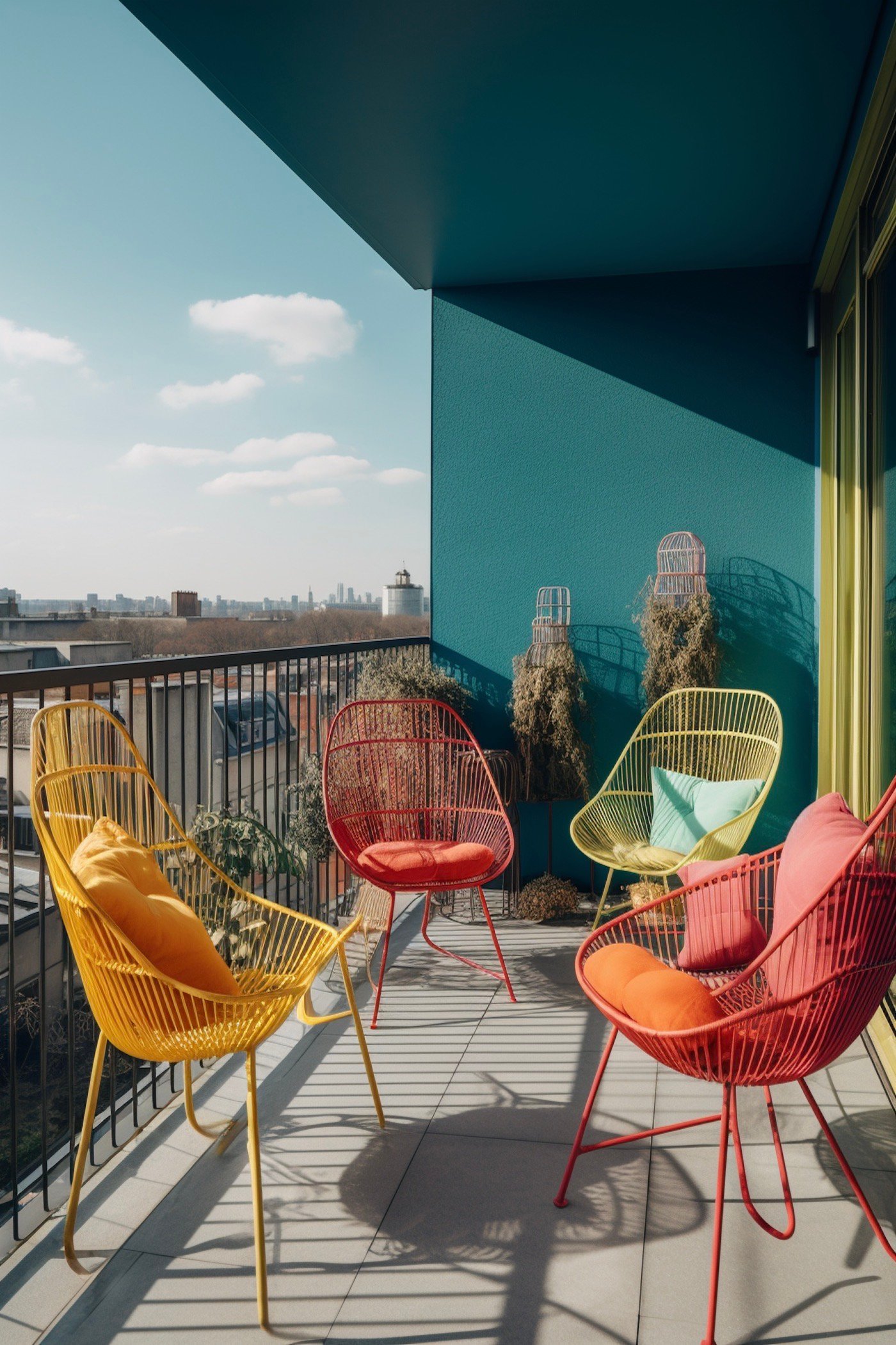 mur couleur façade immeuble colorée décoration estivale bleu canard